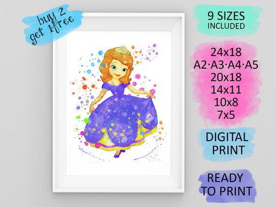 Princess Sofia Wall Art Princess Sofia Girl Room Decor Princess Bedroom Sofia Instant Download Sofia Wall Hanging Princess Sofia Print Art