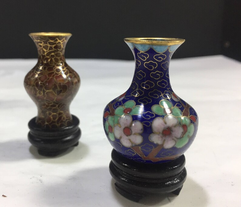 Set 5 Miniature Vases in Cloisonné of Various Colors and Etsy