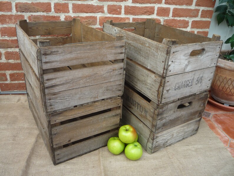 Original Vintage Apple Crate Vintage Box Vintage Wooden Crate Wooden