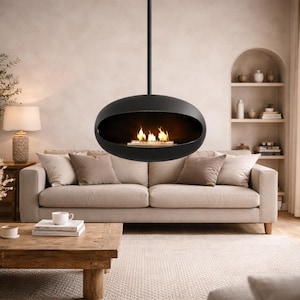 Eleganter und umweltfreundlicher Bio-Ethanol-Kamin – rauchfrei, abzugsfrei, schwebendes Design. Perfekt als Kaminkonsole oder Tischkamin Bild 2