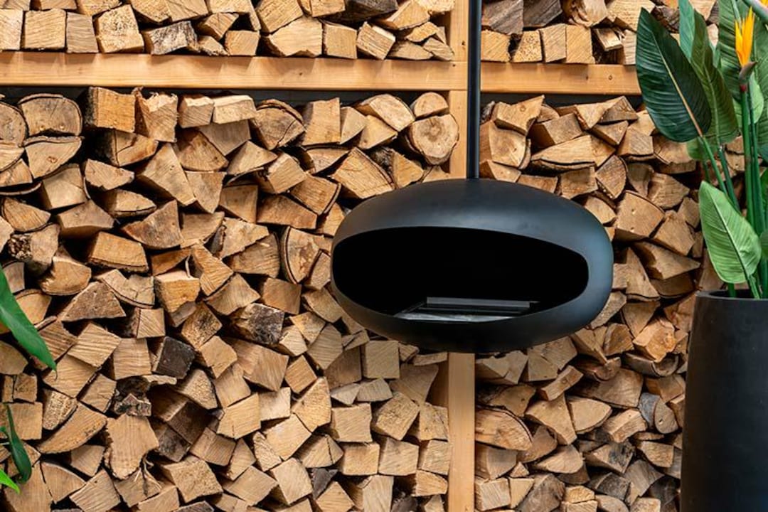 Modern Hanging Bio Ethanol Fireplace - Ceiling Mounted, Sleek