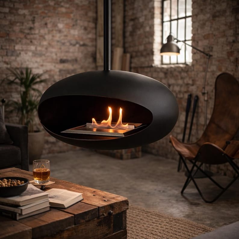 Eleganter und umweltfreundlicher Bio-Ethanol-Kamin – rauchfrei, abzugsfrei, schwebendes Design. Perfekt als Kaminkonsole oder Tischkamin Bild 3