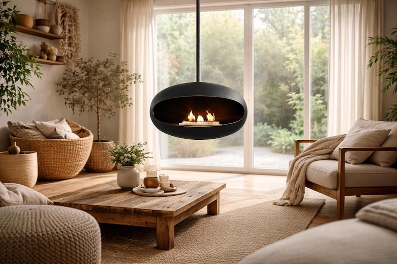 Eleganter und umweltfreundlicher Bio-Ethanol-Kamin – rauchfrei, abzugsfrei, schwebendes Design. Perfekt als Kaminkonsole oder Tischkamin Bild 4