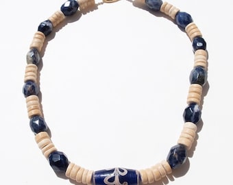 IRIS • handmade beaded necklace with Sodalite, Coconut beads & Indonesian glass bead