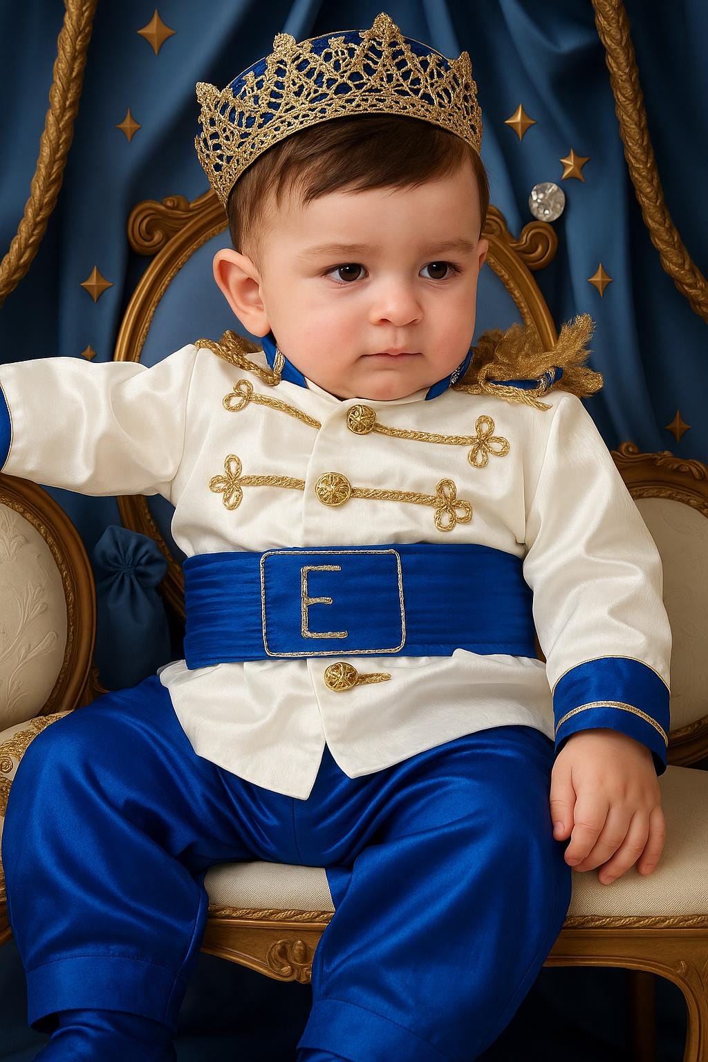 Royal Blue Prince Costume Baby Boy 1st Birthday Outfit