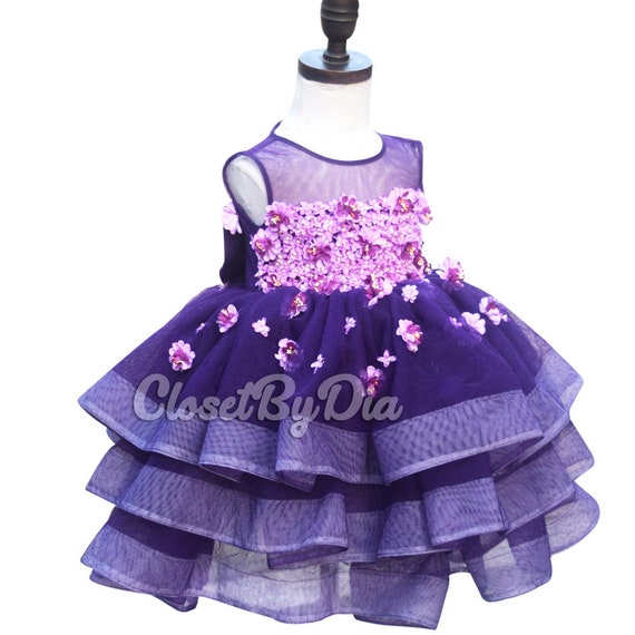 purple party dress girl