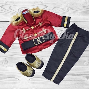 Red Prince Charming Baby Boy Outfit, 1st Birthday Royal Costume, Toddler King Suit, Black and Red Baby Prince Set, Personalized