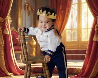 Royal Blue Prince Baby Costume for Boy | Handmade 1st Birthday Outfit