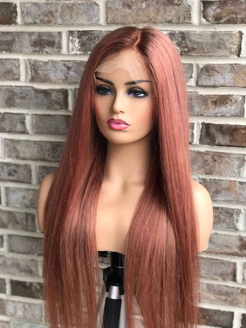 Lace front womens wig rose gold wig blush strawberry 130 Etsy