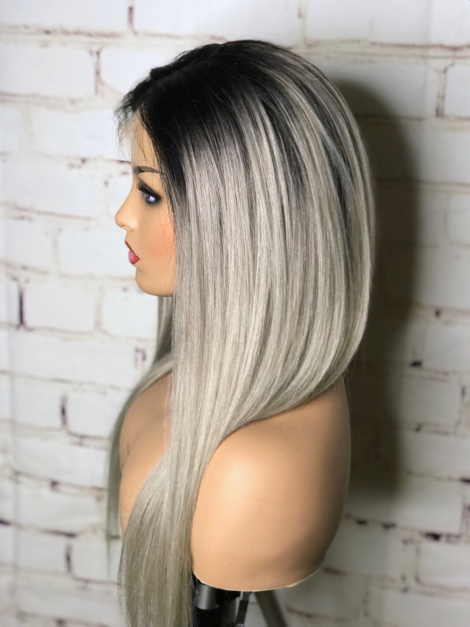 Eewigs Blonde Wigs For Women Lace Front Wigs Synthetic Platinum Blonde Dark Brown Root Ash Blonde