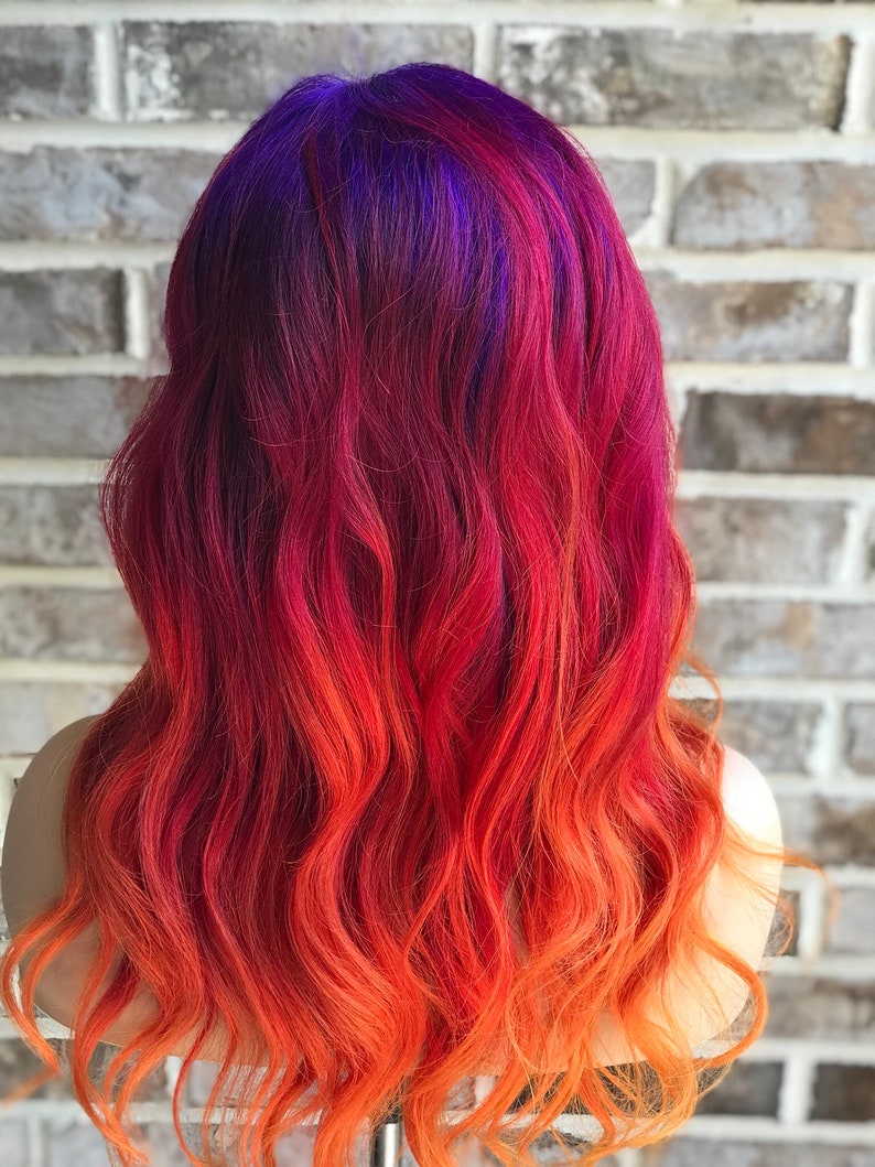 Full Lace Womens Wig Custom Colored Purple Red Orange Etsy