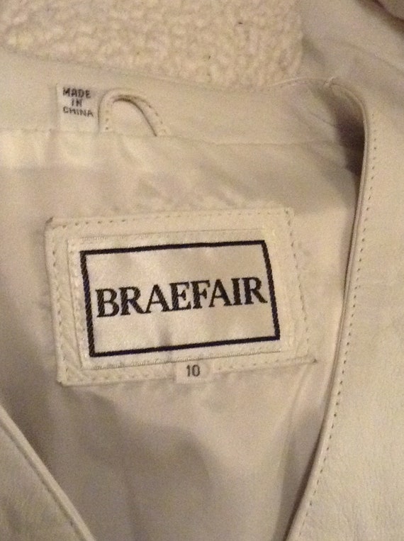 Vintage 80s Braefair Cream White Genuine Leather … - image 9