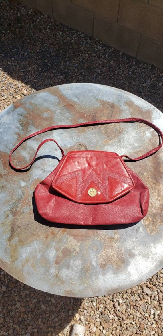 Vtg. Fifth Avenue Handbags Red Leather patch detai