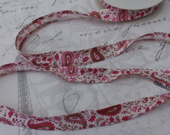 Oblique band Paisley pink pre-folded 20 mm