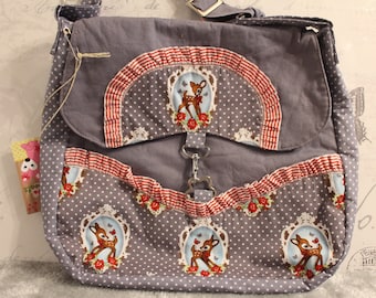 Crossbody bag grey with deer