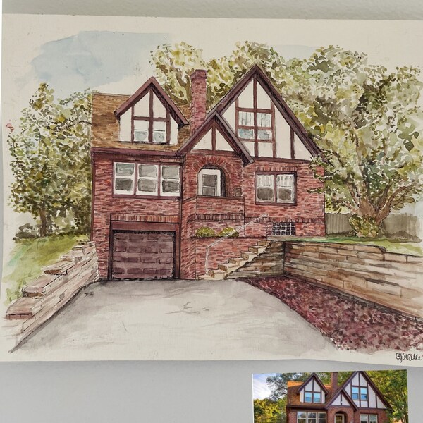House Watercolor Painting From Photo Etsy