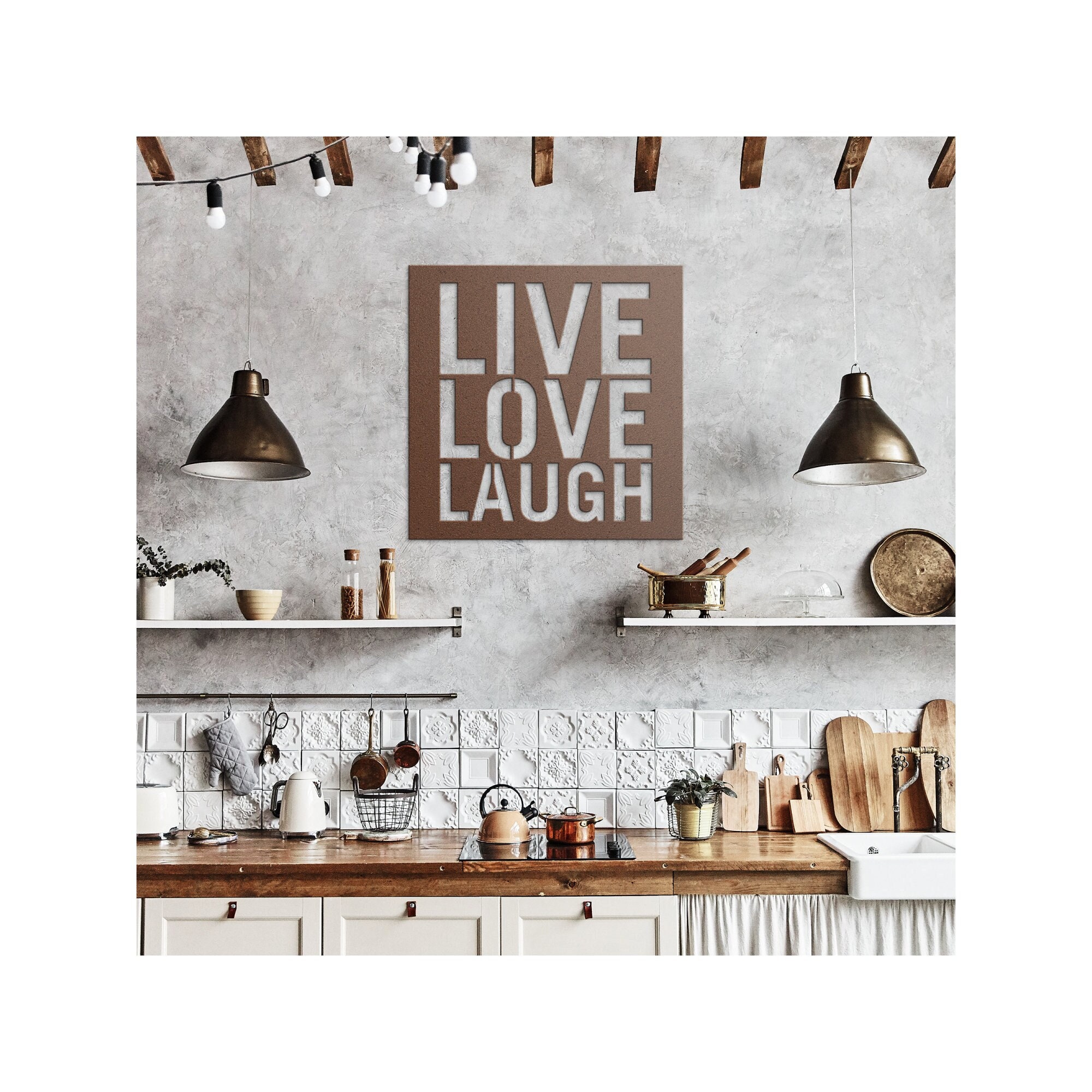 Metal Wall Art, Live Love Laugh, Home Office Decoration, Metal