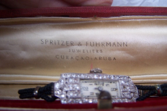 1920s Deco Ladies White gold & 54 Diamonds Watch … - image 5