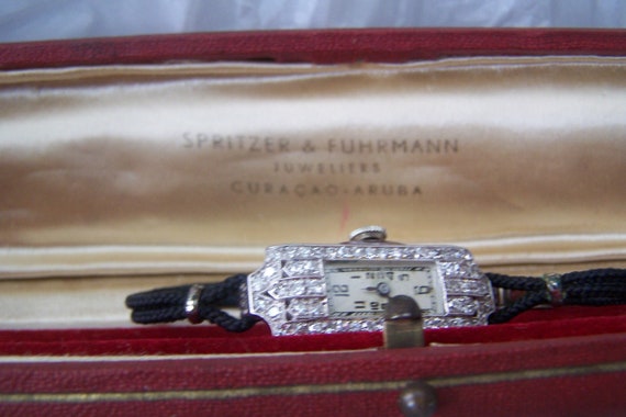1920s Deco Ladies White gold & 54 Diamonds Watch … - image 4