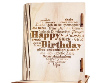 Geschenkbox aus Holz - Happy Birthday Herz