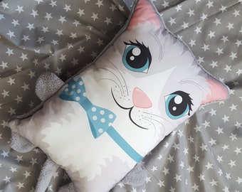 Cat pillow kids gift kids cushion girls room decor baby shower gift cat shaped pillow