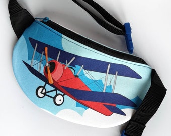 Colorful Airplane, Fanny Pack for Kids, Modern Waist Bag, Birthday Gift, Christmas Gifts, Gender Neutral, Blue Black,Travel Bag