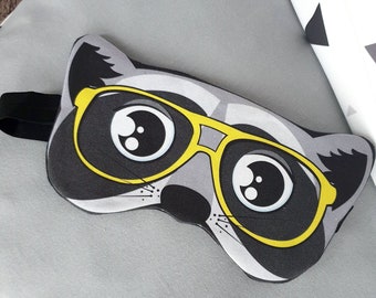 Raccoon sleep mask for her for him travel eye mask Christmas gift idea