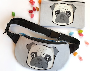 Pug set for mom and child fanny pack for daughter son wallet for mom Christmas gift