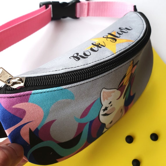 Unicorn Rock Star kids Fanny Pack custom Belt Bag mask Bag