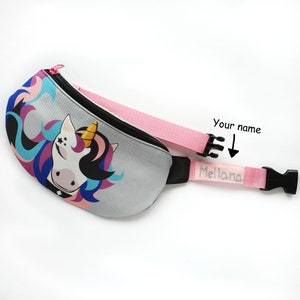 Riñón unicornio personalizado para niña Regalo de cumpleaños Bolsa de cintura Sobre de cadera Nombre del bebé
