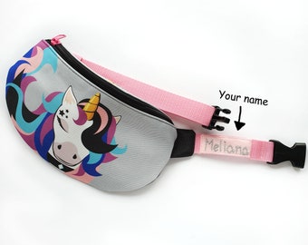 Personalized unicorn fanny pack kids adjustable strap waist wallet for trip belt bag child name