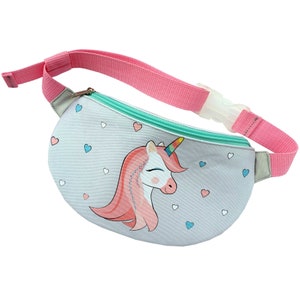 Riñonera con estampado de unicornio de dibujos animados para mujer y niña,  bolso de cintura con