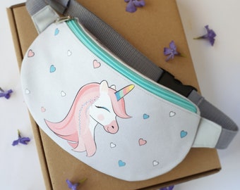 Unicorn fanny pack kids adjustable strap waist wallet to school for trip belt bag to kindergarten Christmas gifts