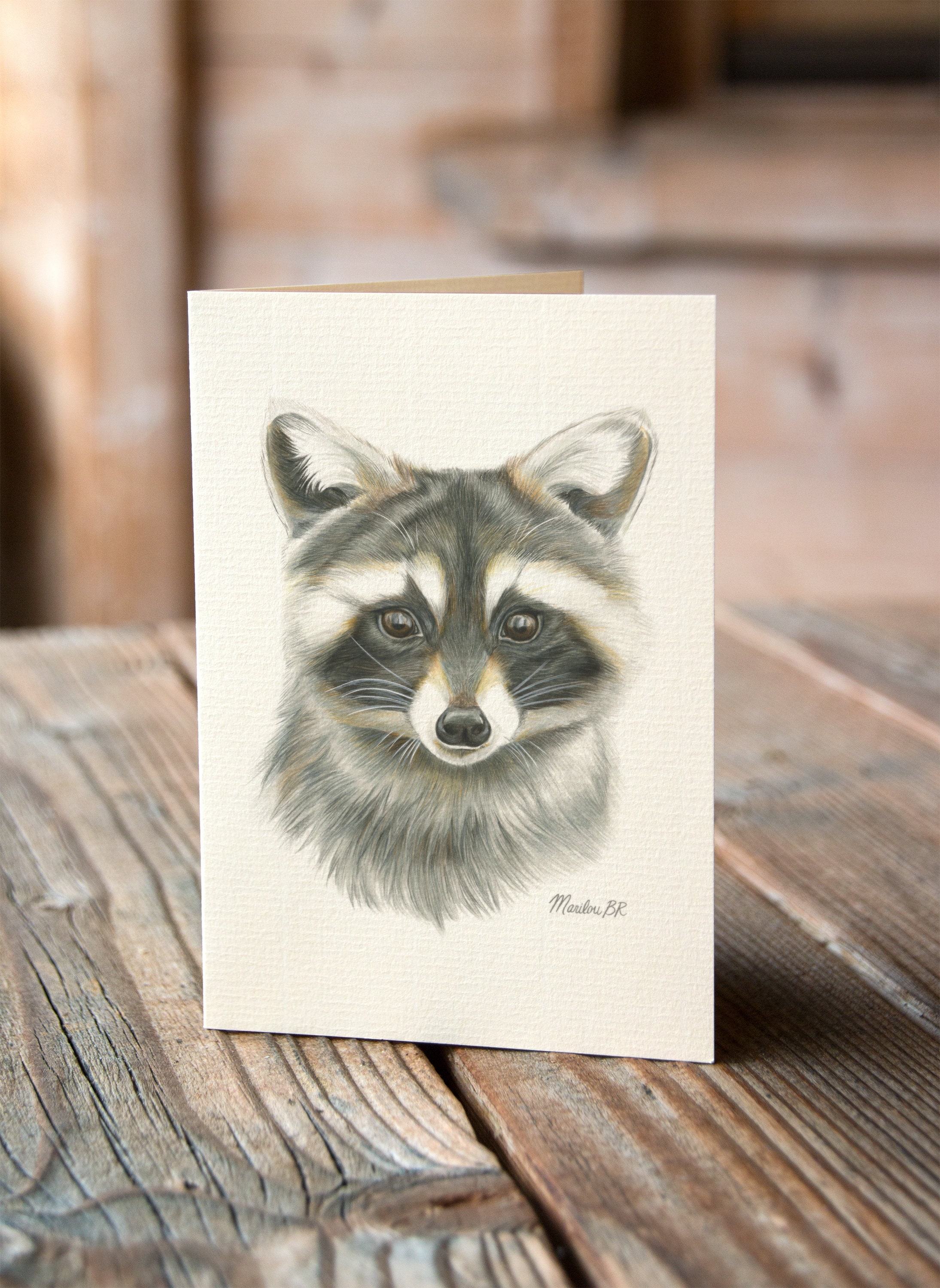 Greeting Card Deer Raccoon Mistaken for Strangers Blank Card Woodland 5x7