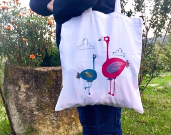 Flamingos, Flamingos - totebag, cloth tote bag, cloth bag, cloth bag