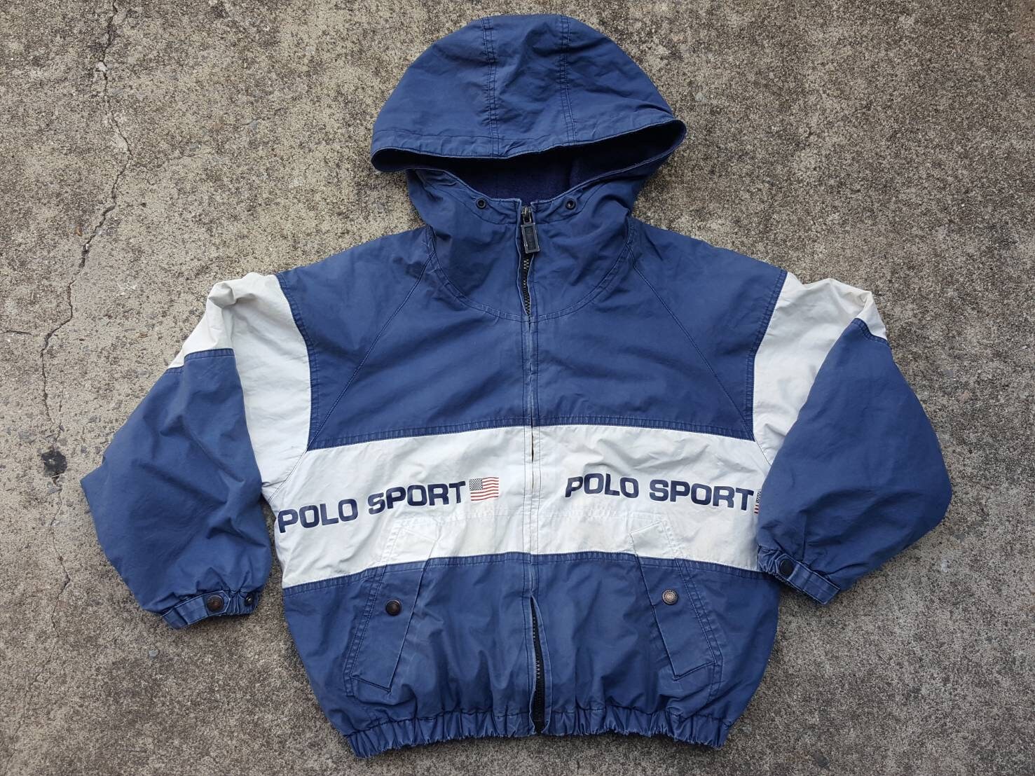 Kids Vintage POLO SPORT Pullover Jacket by Ralph Lauren Spell Out Rare 90s Windbreaker