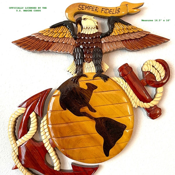 Marine Corps EAGLE, GLOBE & ANCHOR Wood Art Plaque