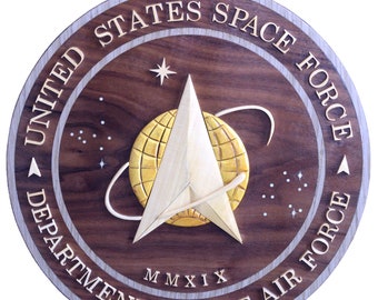 U.S. SPACE FORCE Handcrafted Wood Art Plaque 12"