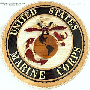 U.S. MARINE CORPS EMBLEM Wood Art (14&quot;)