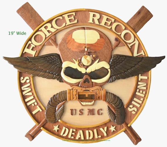 marine corps force recon woodart plaque large etsy marine corps force recon