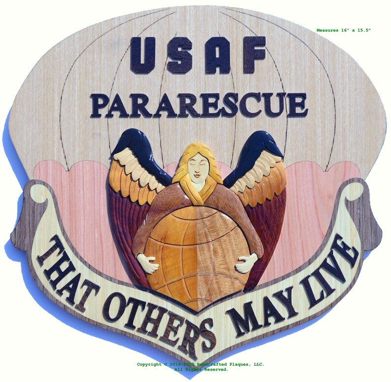 USAF PARARESCUE EMBLEM Pj Wood Art Plaque | Etsy