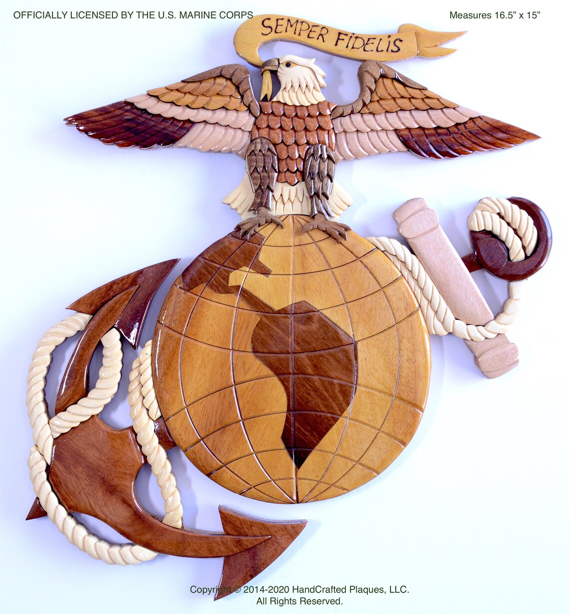 Marine Corps EAGLE GLOBE & ANCHOR Intarsia Wood Art Plaque Etsy