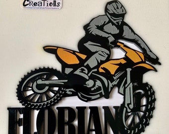 Personalized Dirt Bike Cake Topper: Engraved Motocross Decor