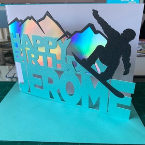 A5 Personalised Snowboarding Birthday Card