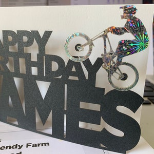 Tarjeta de cumpleaños personalizada de ciclismo de montaña/todoterreno/ciclista/ciclista de aventura