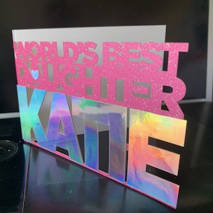 Carte personnalisée meilleure fille du monde/cadeau spécial et insolite pour un enfant/une femme/un amour de famille