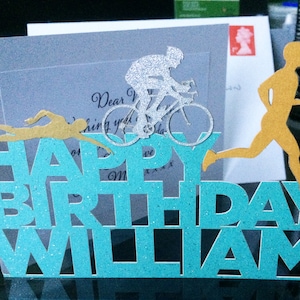 Carte d'anniversaire personnalisée triathlon