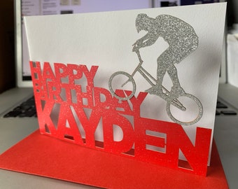 Carte d'anniversaire BMX personnalisée