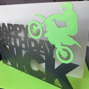 Cartão de aniversário personalizado para moto de terra/off road/bicicleta de terra/piloto/motociclista/cartão para aniversário/pai/irmão/amigo