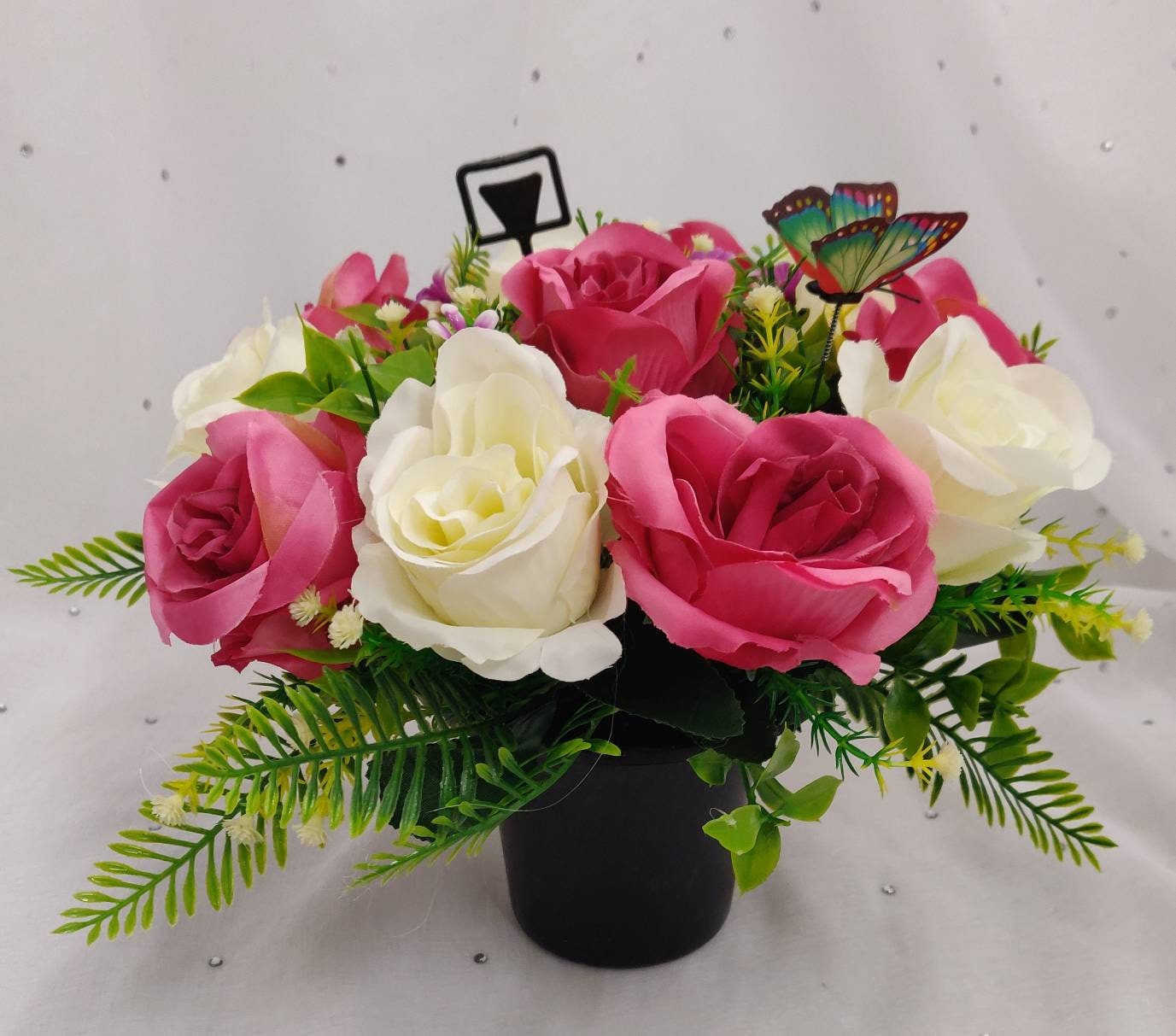 Grave pot with flowers. Artificial Flowers for grave side Etsy